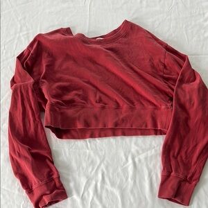 Double Zero Red Cropped Long Sleeve Hoodie